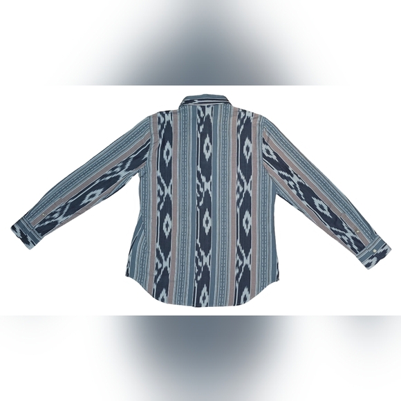 Ralph Lauren Geo-Stripe Cotton Button Shirt Featherweight Long Sleeve Sz M - Picture 10 of 16